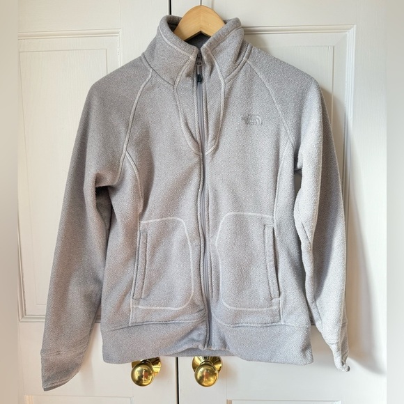 THE NORTH FACE Jacket Womens Medium Gray Full Zip Fleece Sweater Geometric - Picture 1 of 5